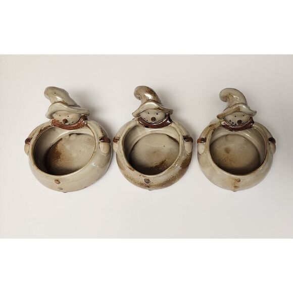 Primitive Home Collection Snowman Triple Server - 3 Salsa or Dip Bowls - Picture 2 of 6